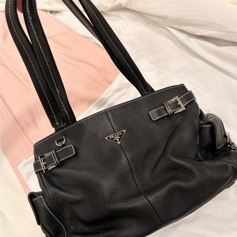 Prada Black Leather Vitello Daino